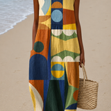 Grace - Women's Casual Midi Dress with Sleeveless Print Design