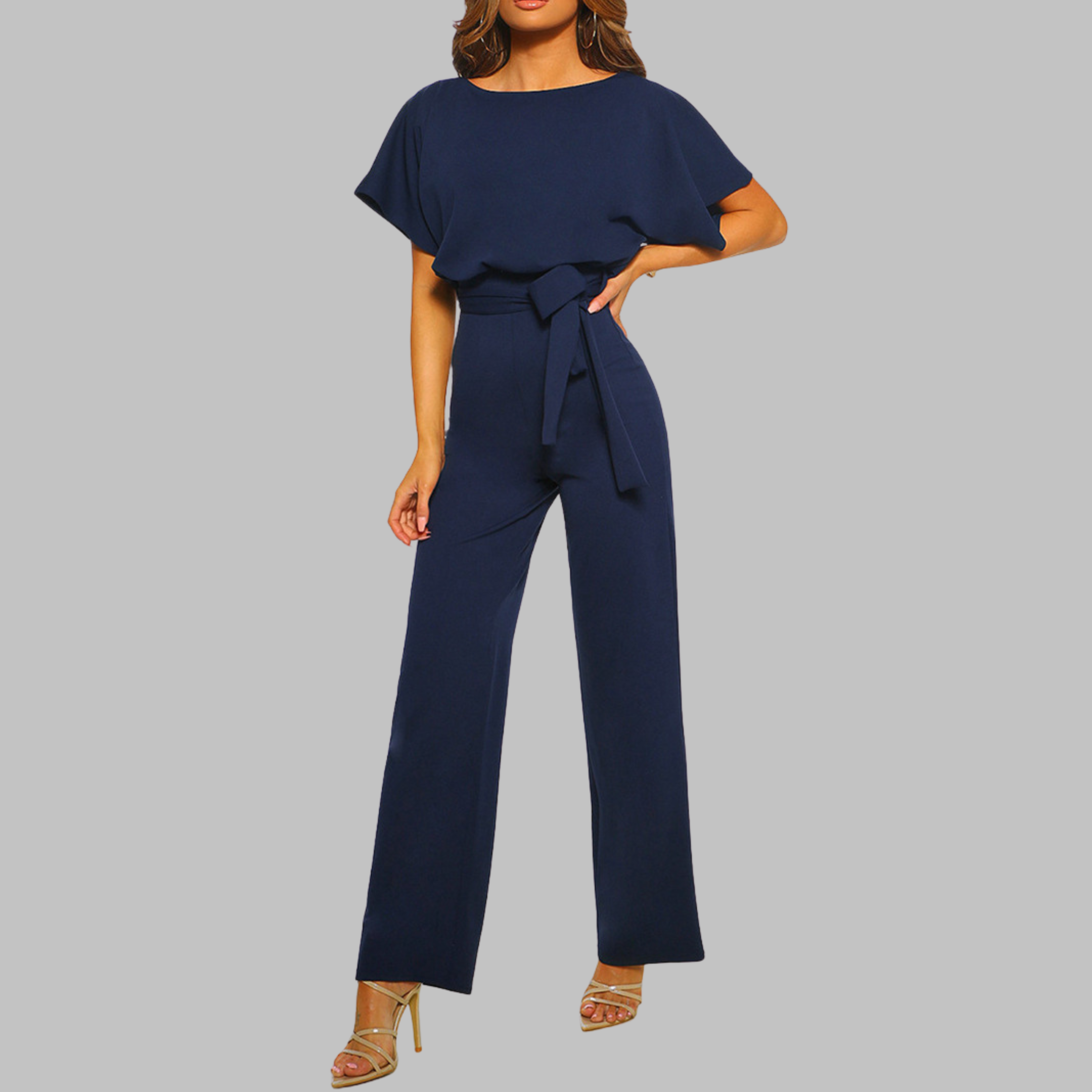 WANNON™ - Relaxed Tie-Front Batwing Sleeve Jumpsuit