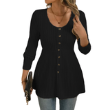 Dolly - Sleek Round Neck Long Sleeve Blouse
