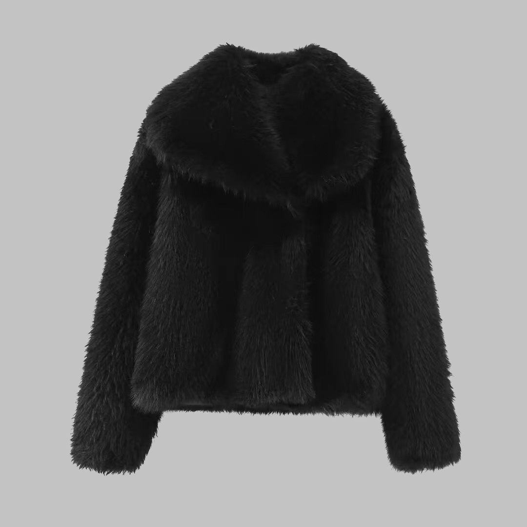 NESRIN™ - Elegant Long Sleeve Collared Fuzzy Jacket