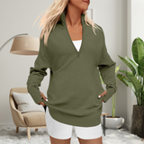 QUINNT - Comfortable Long Sleeve Quarter-Zip Top