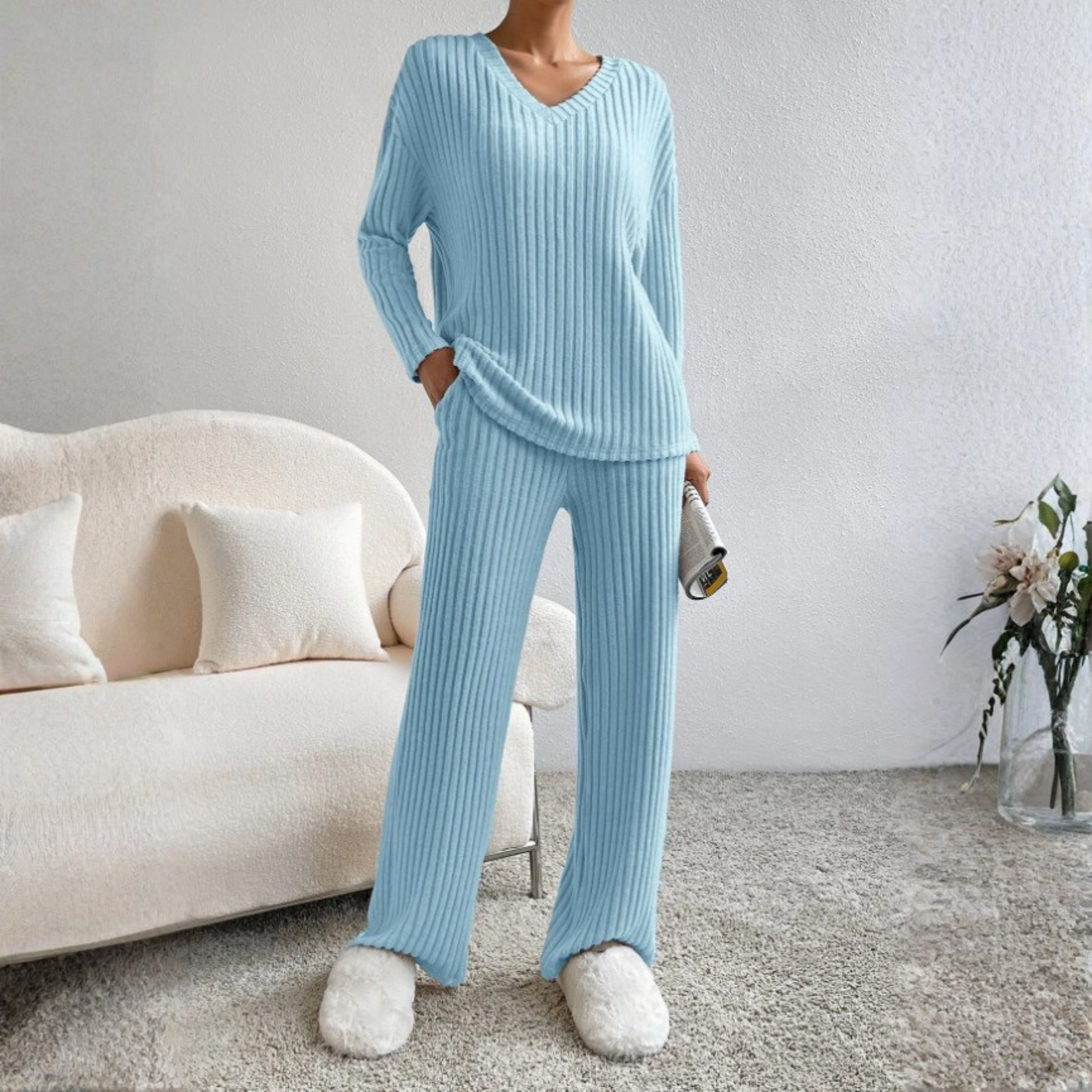 ENLINST - V-Neck Long Sleeve Shirt