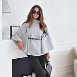 Fenith - Elegant High Neck Belted Cape Blouse
