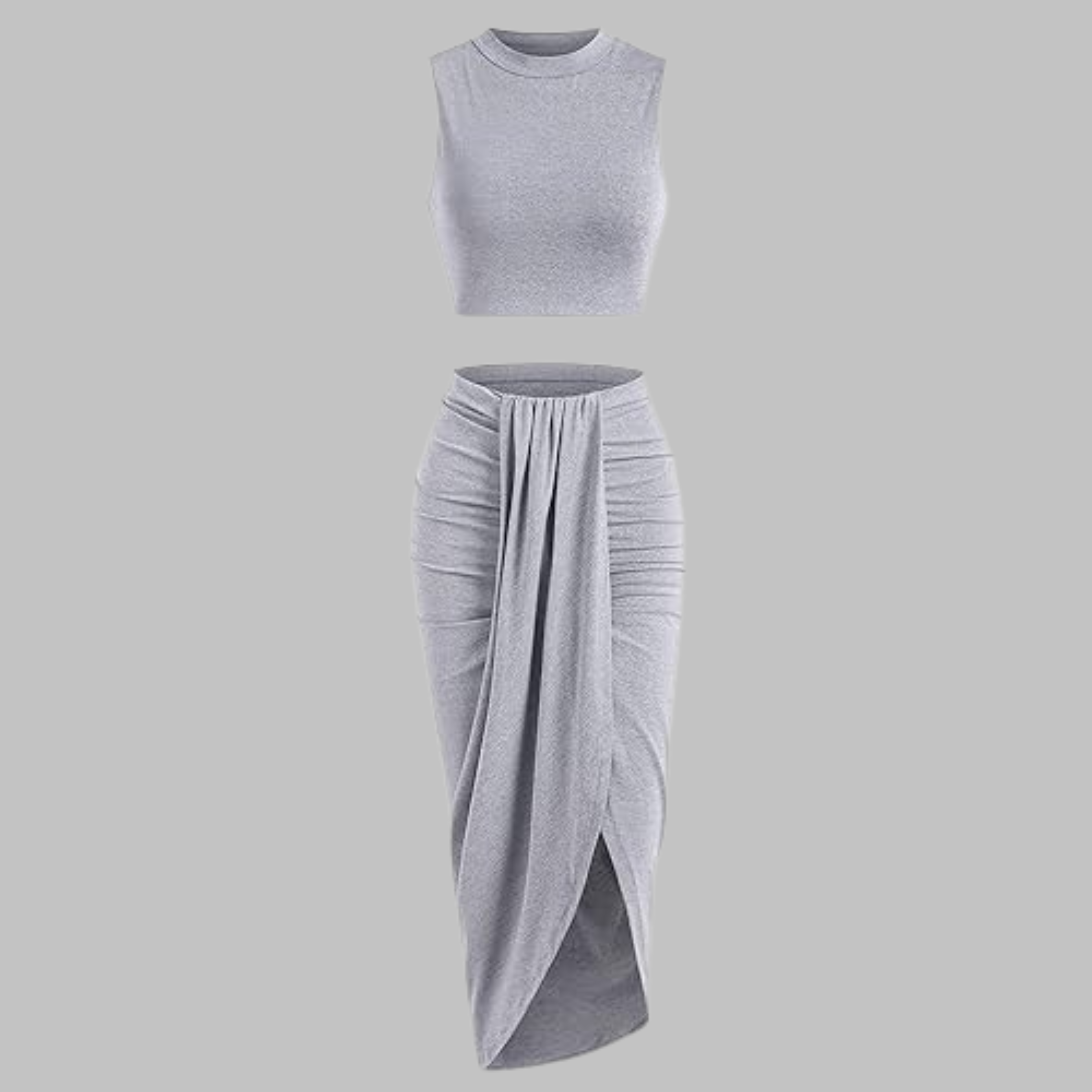 MANUELA™ - Chic Pleated Slit Maxi Skirt Ensemble
