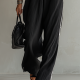Textured Black Ribbon-Trim Strapless Jumpsuit