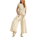 CHARLENET - 2-Piece Smocked Top with Wide Leg Pants