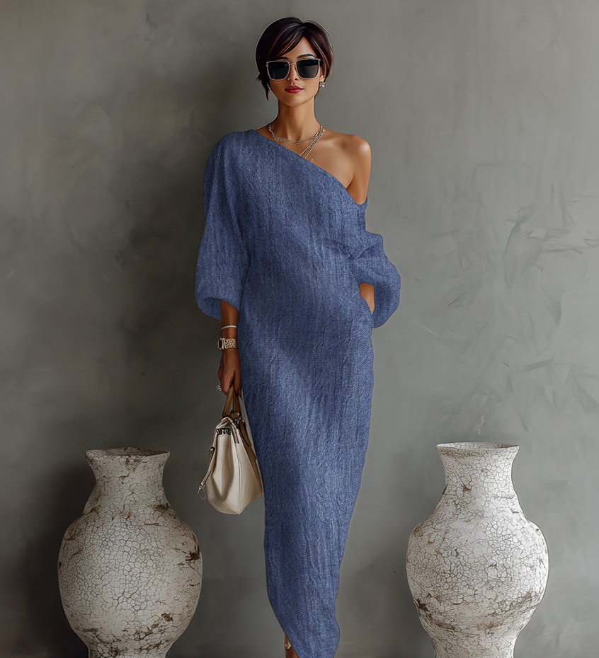 Arielle - Linen Off-Shoulder Dress