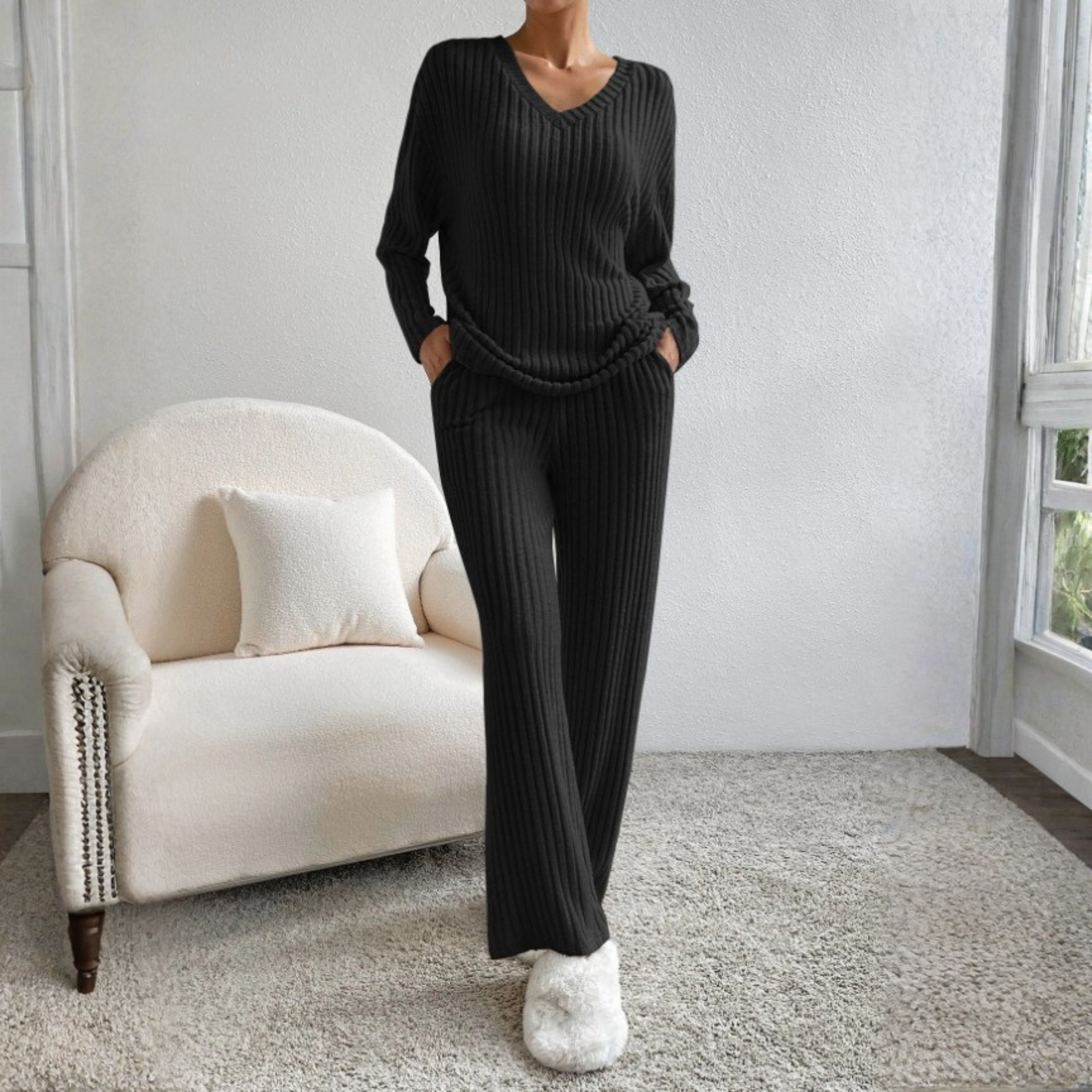 ENLINST - V-Neck Long Sleeve Shirt