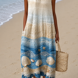 Hannah - Women's Casual Midi Dress with Sleeveless Print Design