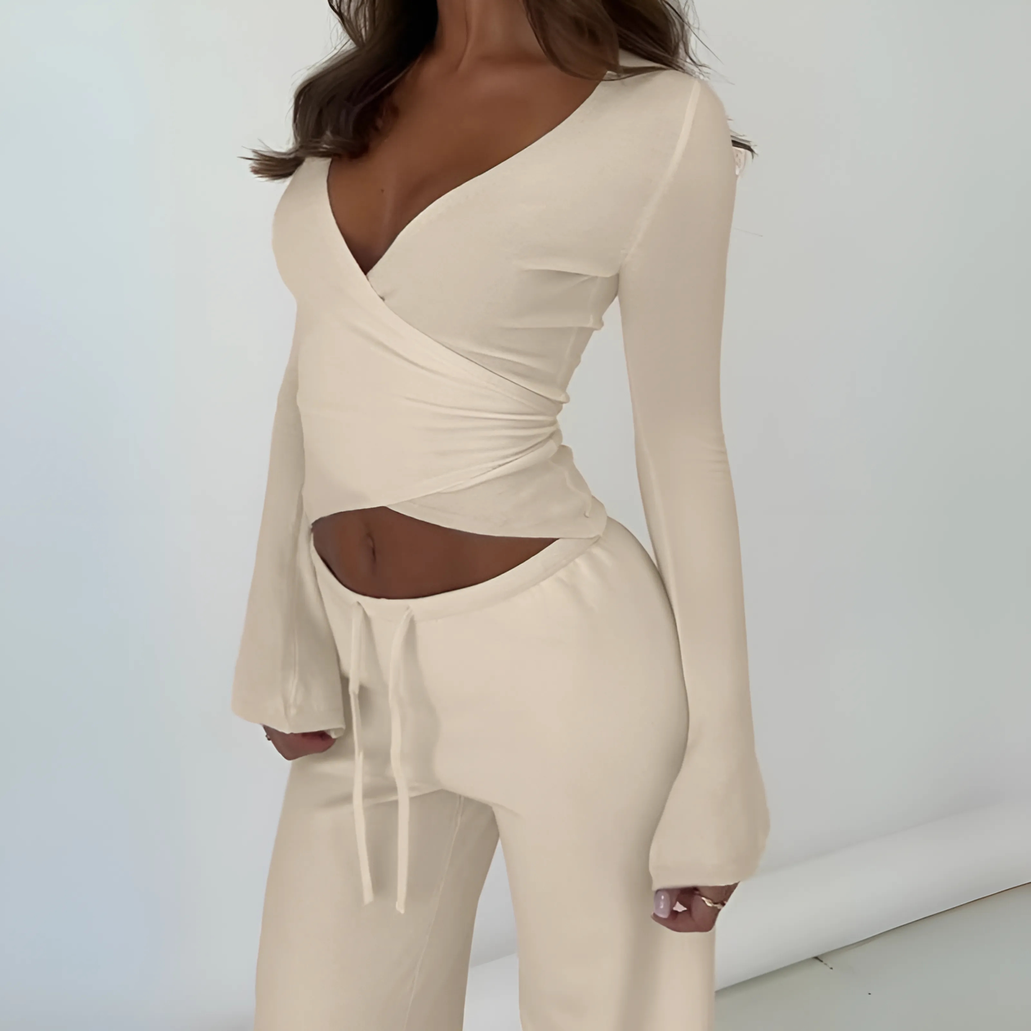 LETISAT - Stylish V-Neck Long Sleeve Blouse