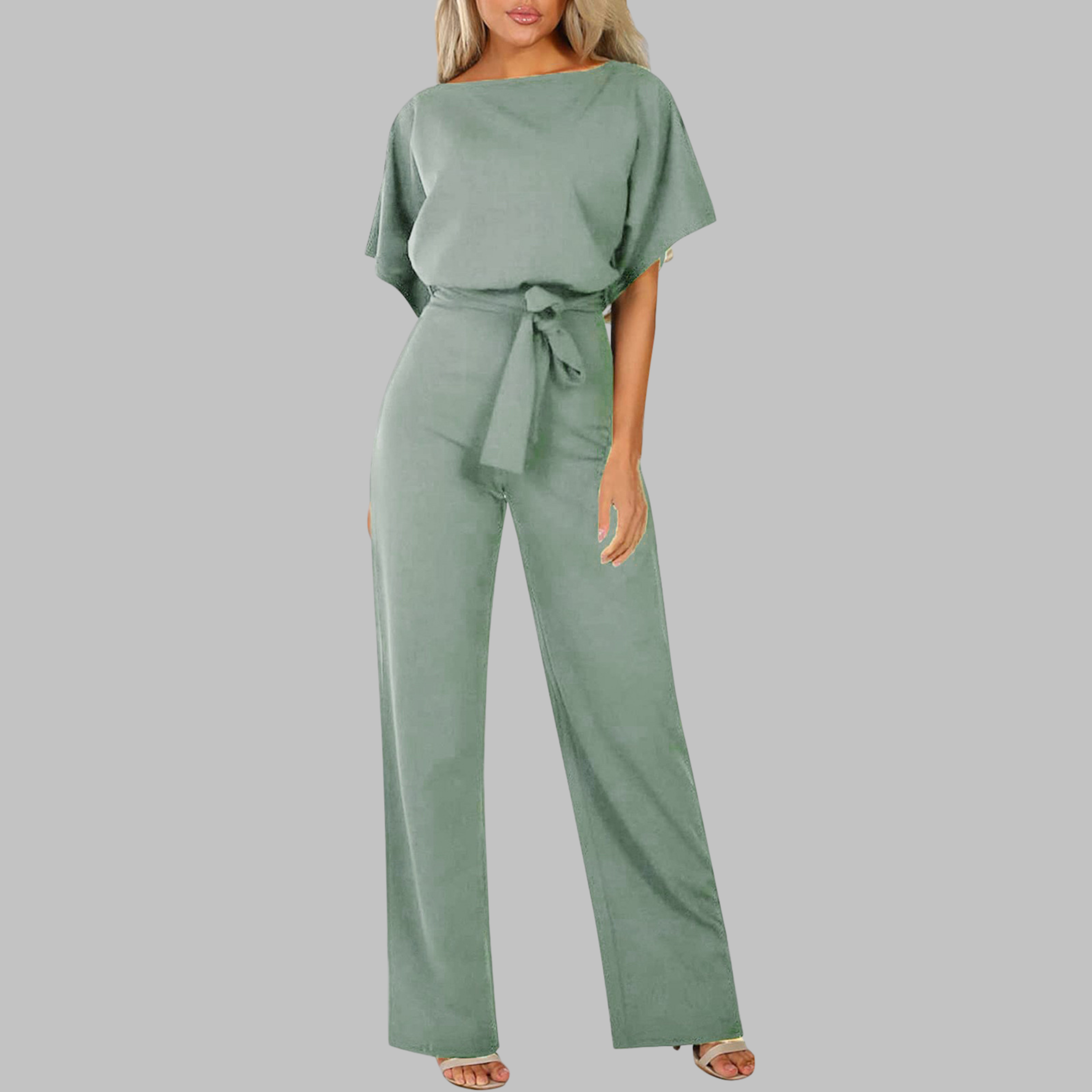 WANNON™ - Relaxed Tie-Front Batwing Sleeve Jumpsuit