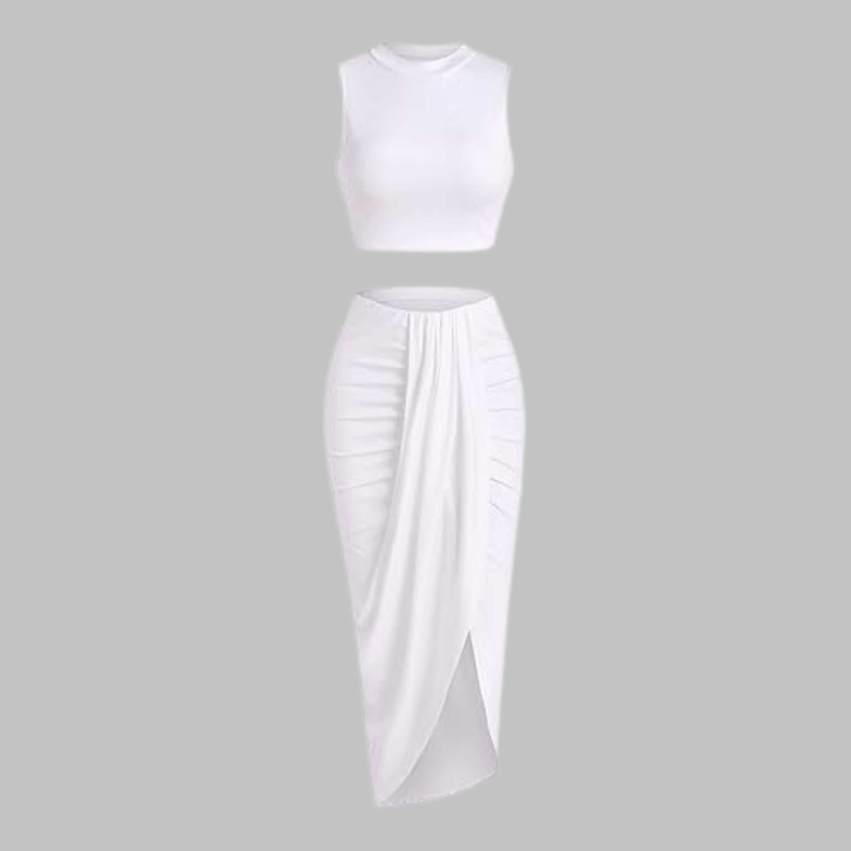 MANUELA™ - Chic Pleated Slit Maxi Skirt Ensemble