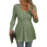 Dolly - Sleek Round Neck Long Sleeve Blouse