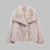 NESRIN™ - Elegant Long Sleeve Collared Fuzzy Jacket
