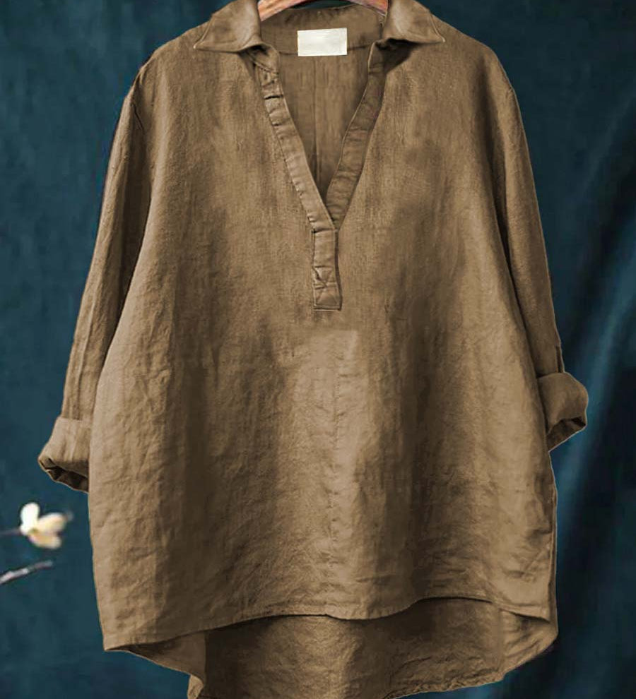 Amber - Blouse with Grey and Pink Print