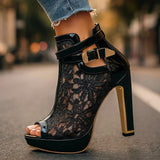 Estelle - Open Toe Lace Heels