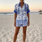 Penny - Tropical Palm Print Short Set