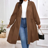 AVRILT - Plus Size Long Zip-Up Hoodie with Drawstring