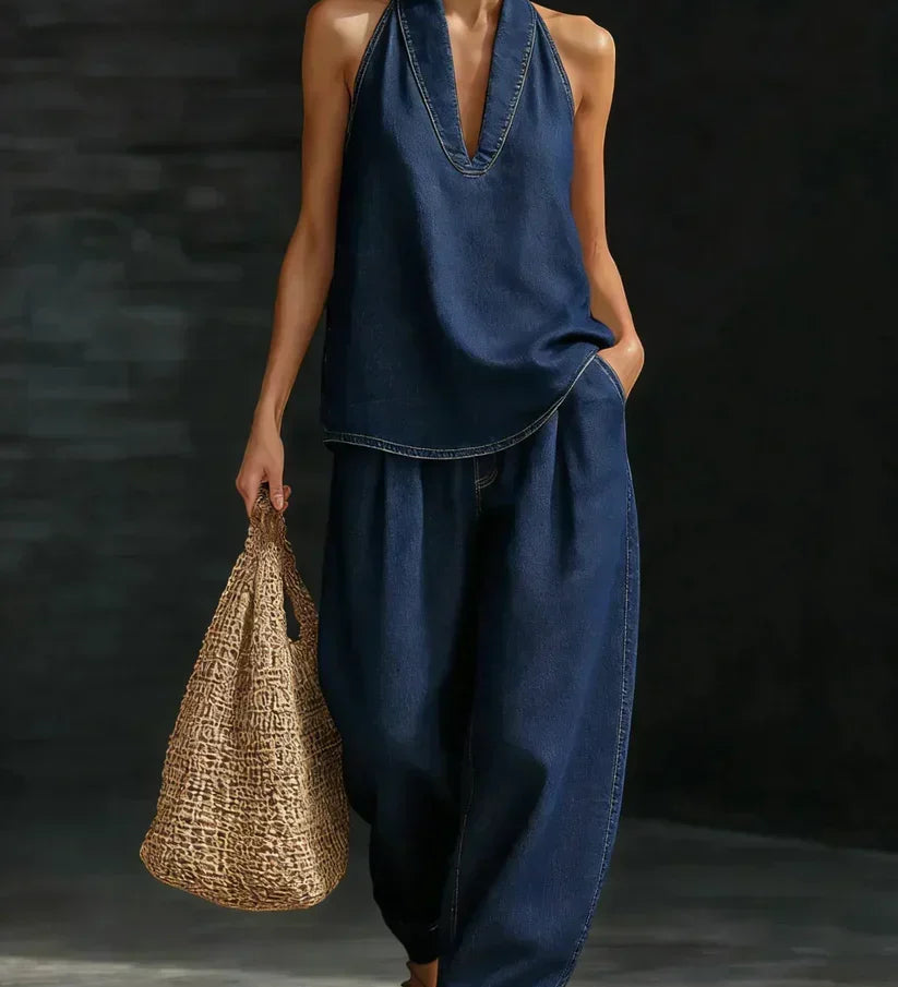Martina - V-Neck Wide-Leg Jumpsuit for Effortless Style