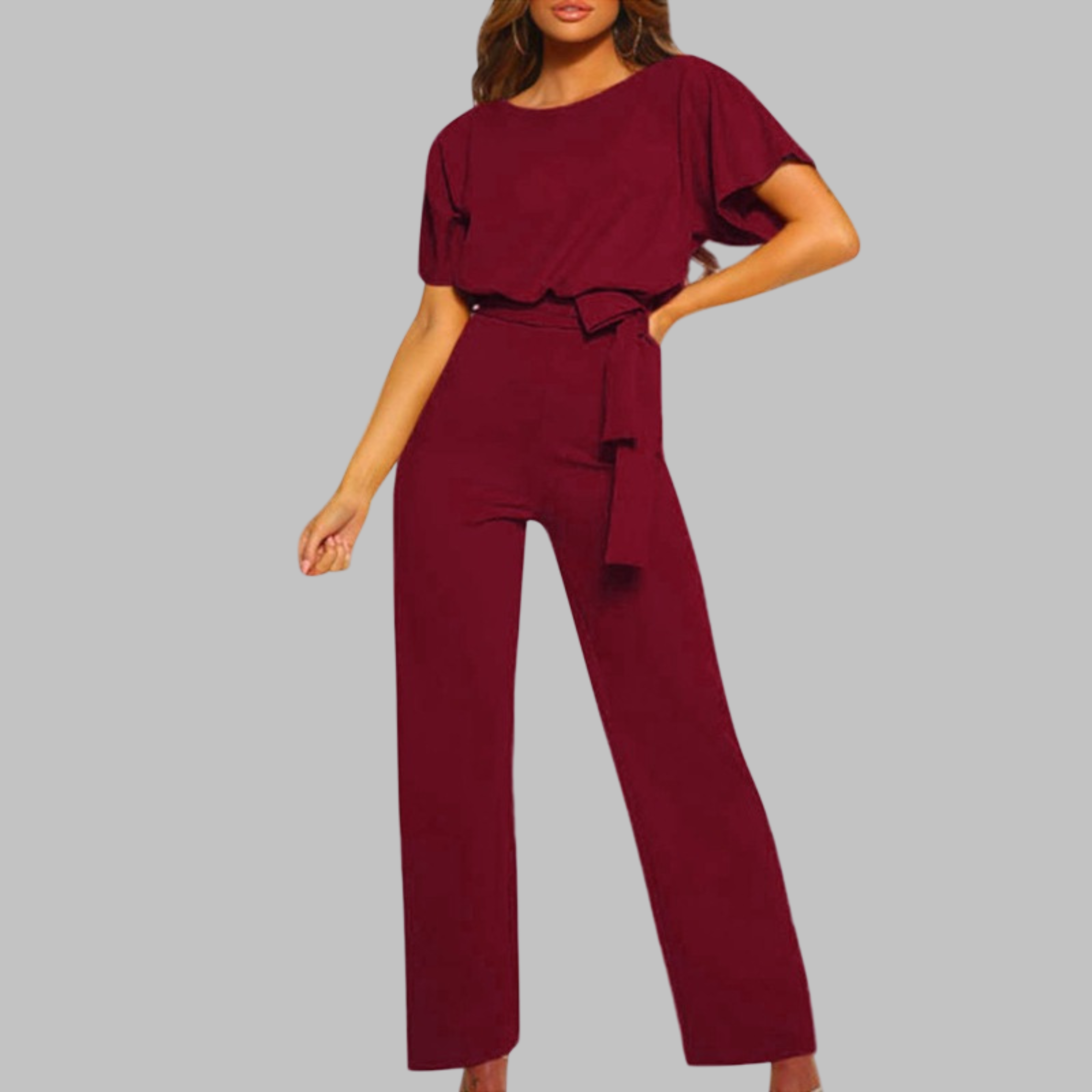 SITA™ - Relaxed Tie-Front Batwing Sleeve Jumpsuit