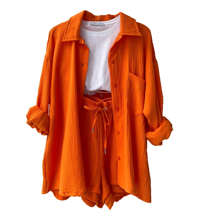 VERA™ – Contemporary Button-Up Shorts Ensemble