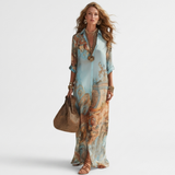 Edna - Maxi Shirt Dress with Mediterranean Print