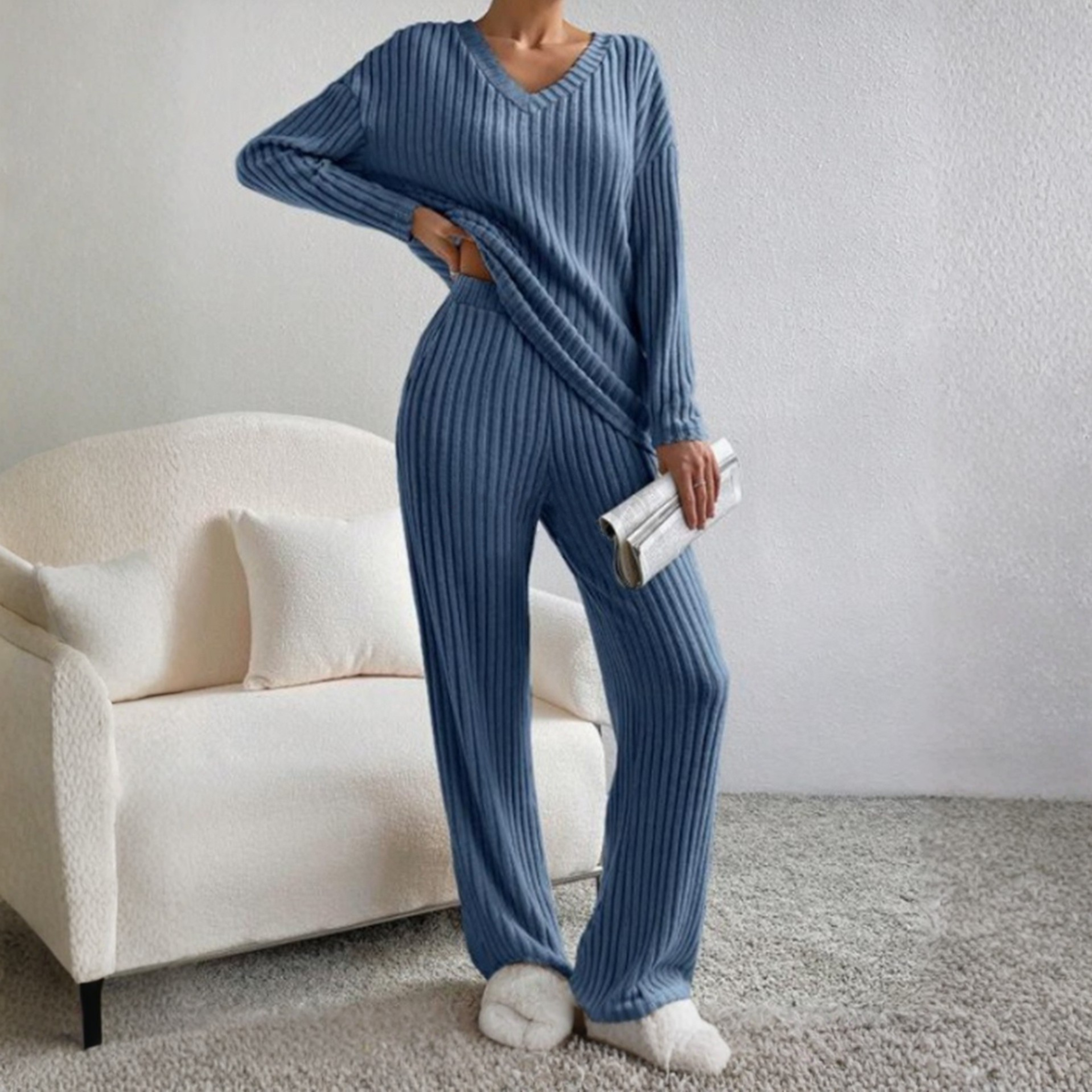 ENLINST - V-Neck Long Sleeve Shirt