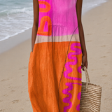 Natalie - Women's Sleeveless Midi Dress with Print for Casual Wear