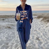 Imogen - Coordinated Button-Up Shirt and Pants Ensemble
