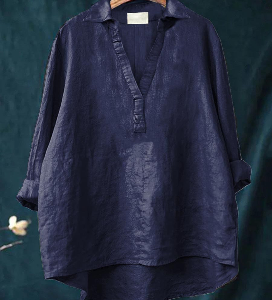 Amber - Blouse with Grey and Pink Print