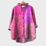 Ava - Blouse with Rose Violet Print
