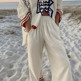 Harriet - Coordinated Button-Up Shirt and Pants Ensemble