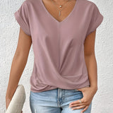 Meika - Timeless V-Neck Top with Classic Twist Detail
