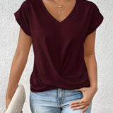 Meika - Timeless V-Neck Top with Classic Twist Detail