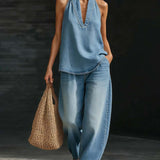 Martina - V-Neck Wide-Leg Jumpsuit for Effortless Style