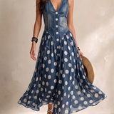 Bianca - Midi Dress with Polka Dot Chiffon
