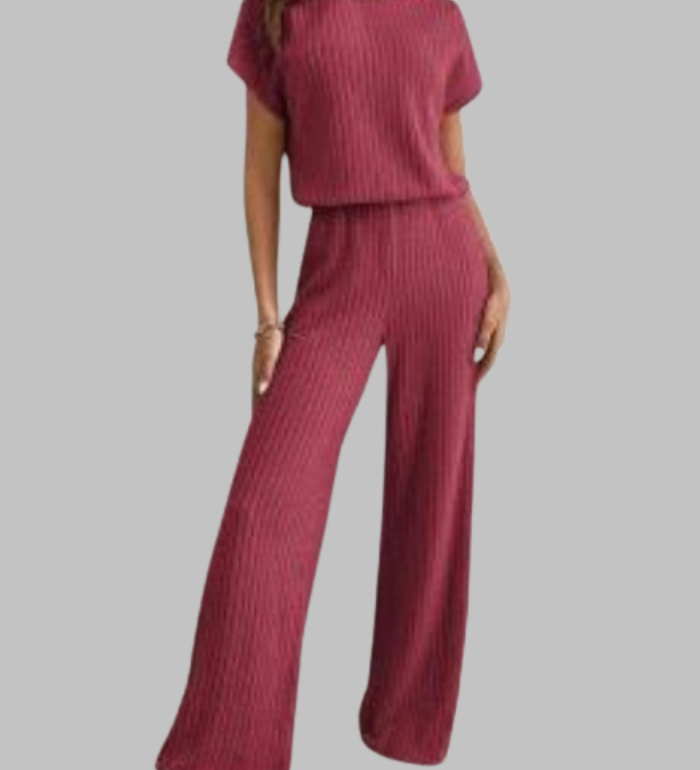 MAGGIE™ - Relaxed Short Sleeve Top and Pants Ensemble