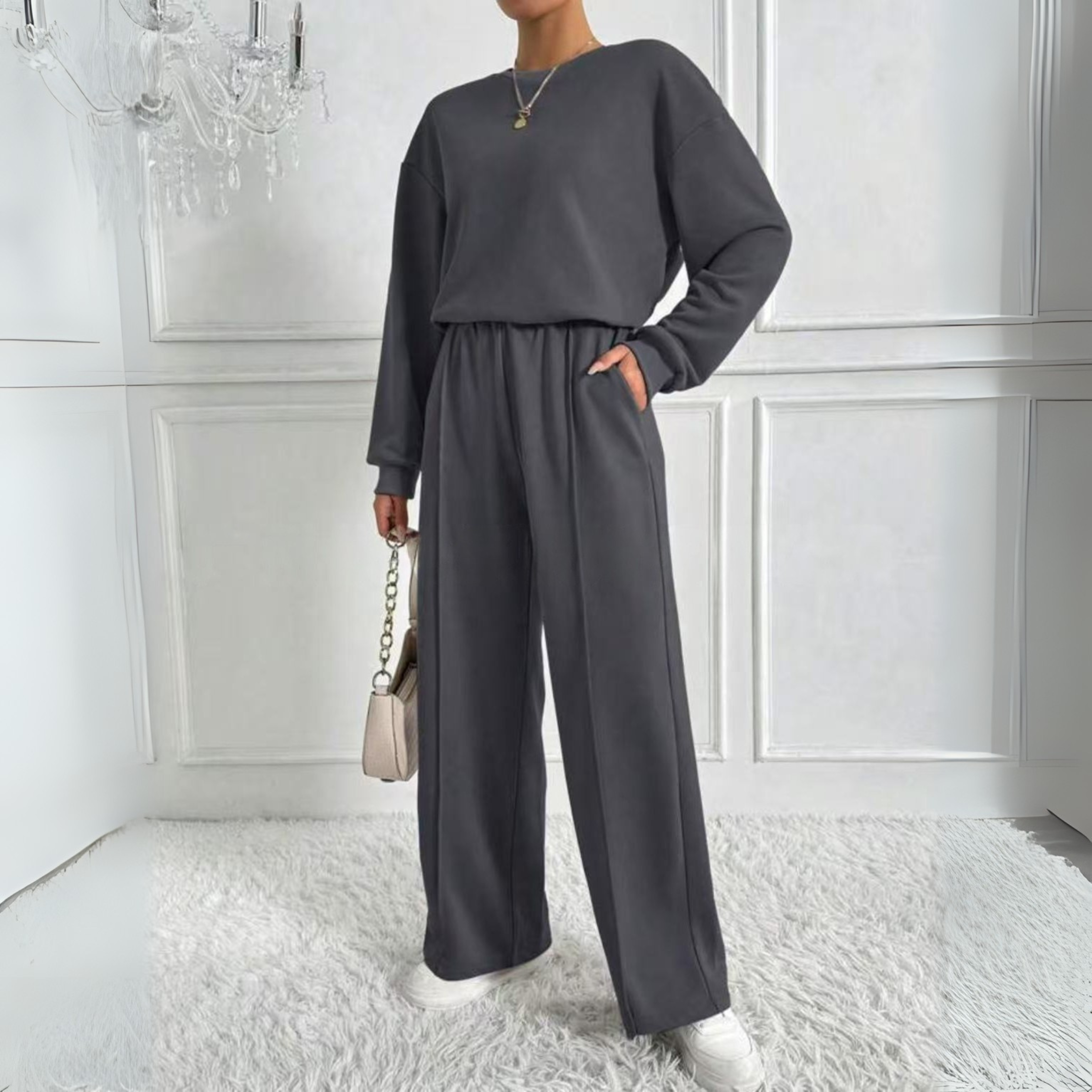 TINIDORT - Long Sleeve Sweatshirt with High Neck