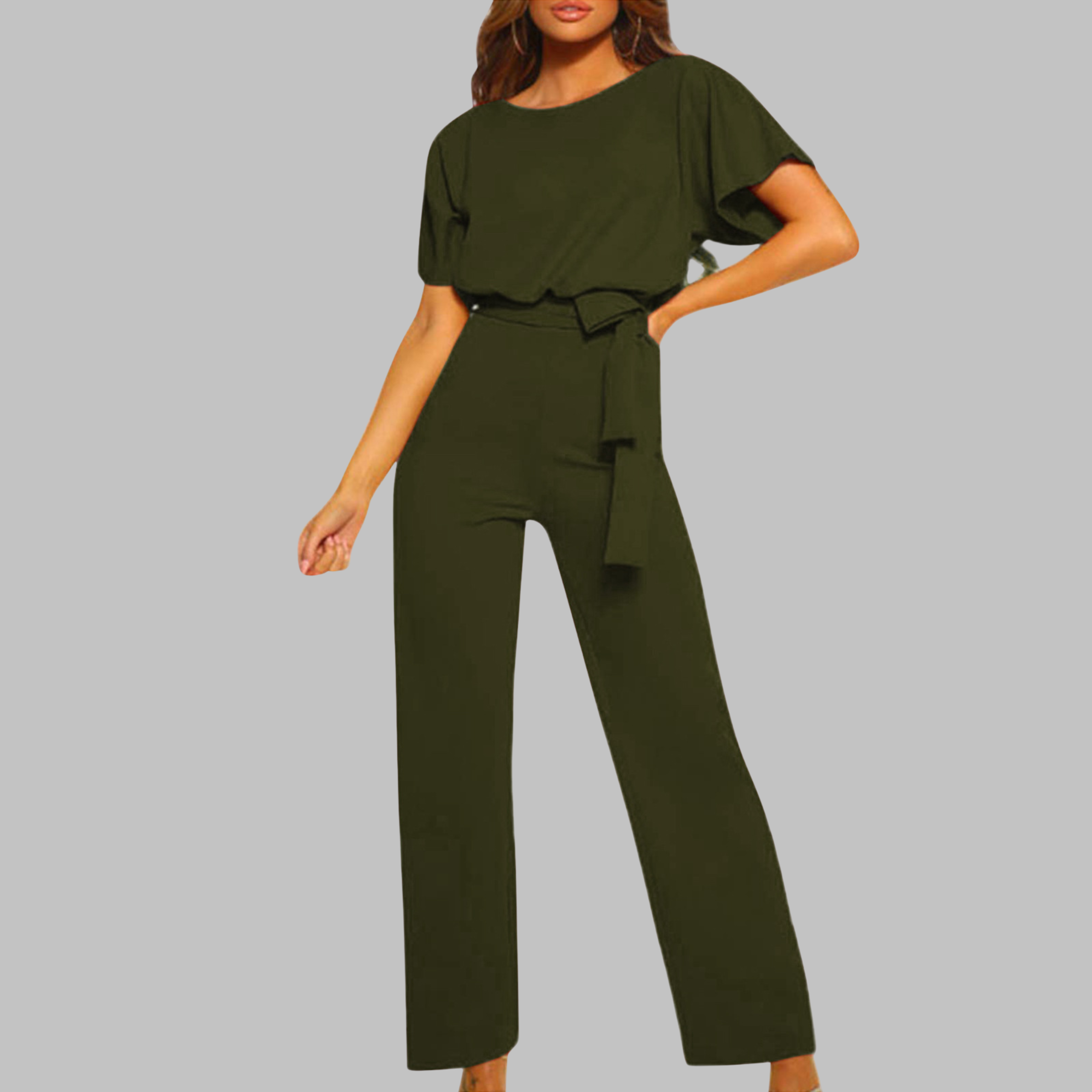WANNON™ - Relaxed Tie-Front Batwing Sleeve Jumpsuit