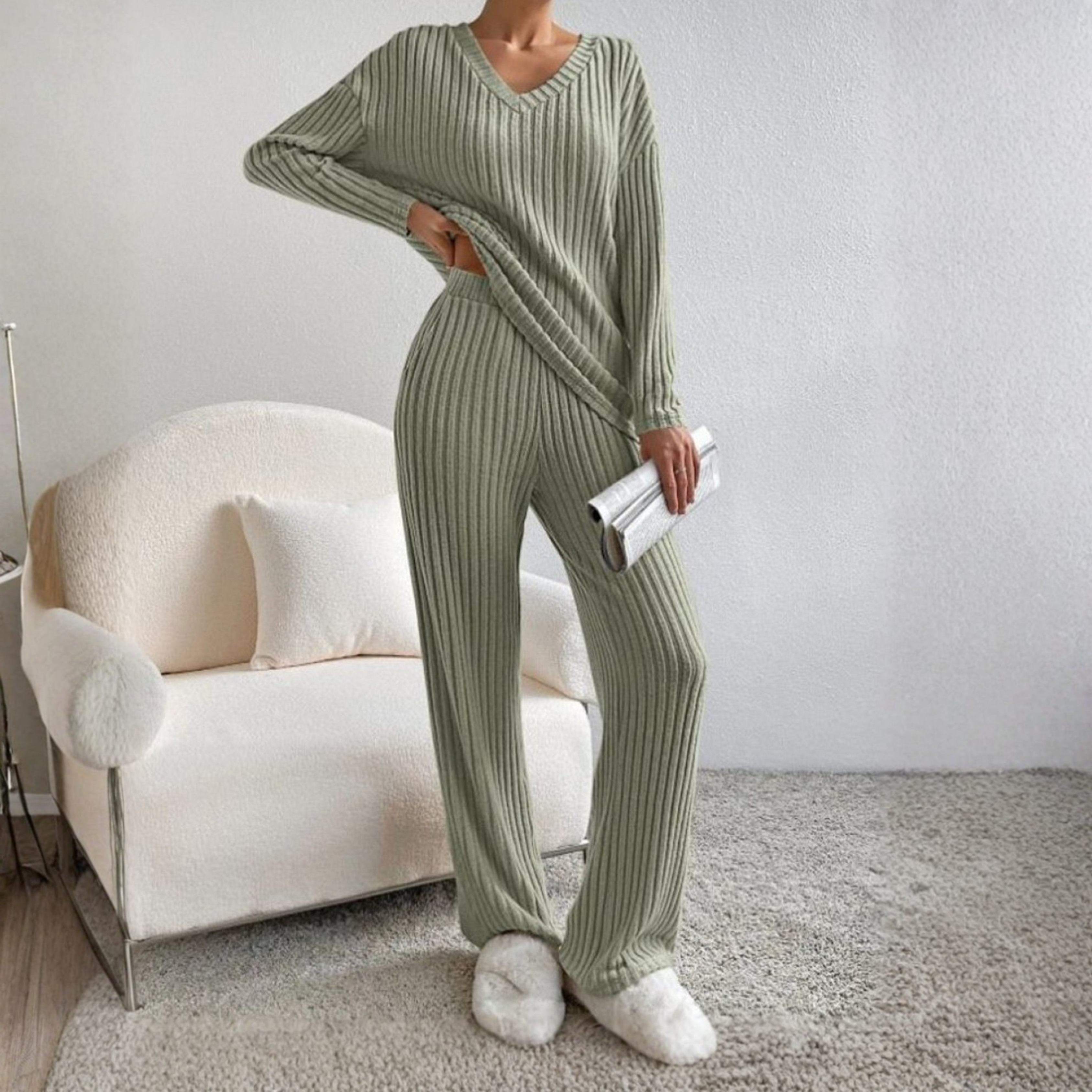 ENLINST - V-Neck Long Sleeve Shirt