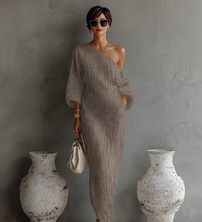 Arielle - Linen Off-Shoulder Dress