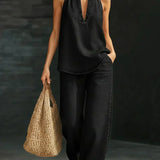 Martina - V-Neck Wide-Leg Jumpsuit for Effortless Style