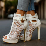 Estelle - Open Toe Lace Heels