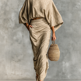 Sabrina - Cotton-Linen Crop Top and Trousers Ensemble