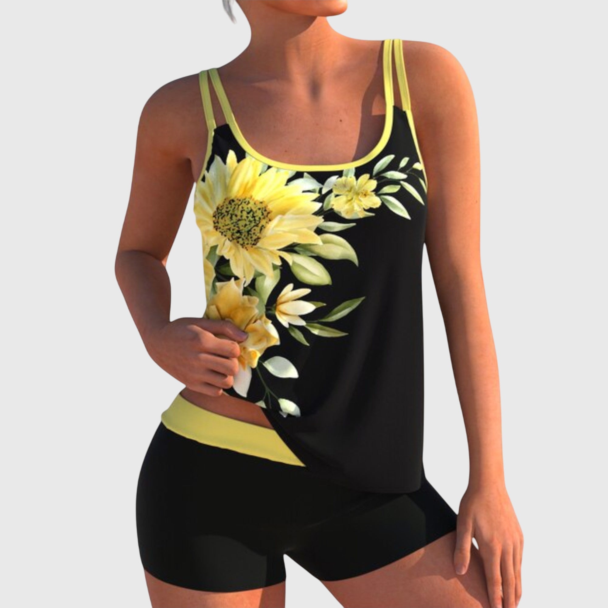 Silver Beach Floral Print Two-Piece Swimsuit