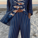 Imogen - Coordinated Button-Up Shirt and Pants Ensemble
