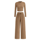 MIRELAT - Ribbed Knit Long Sleeve Cropped Top