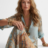 Edna - Maxi Shirt Dress with Mediterranean Print