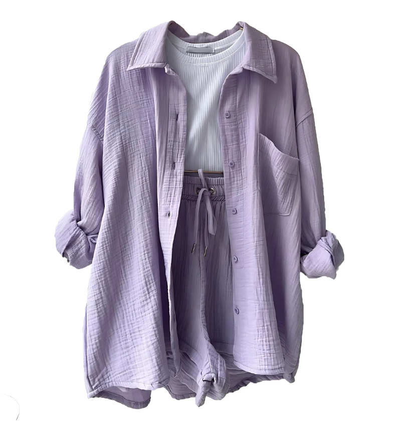 VERA™ – Contemporary Button-Up Shorts Ensemble