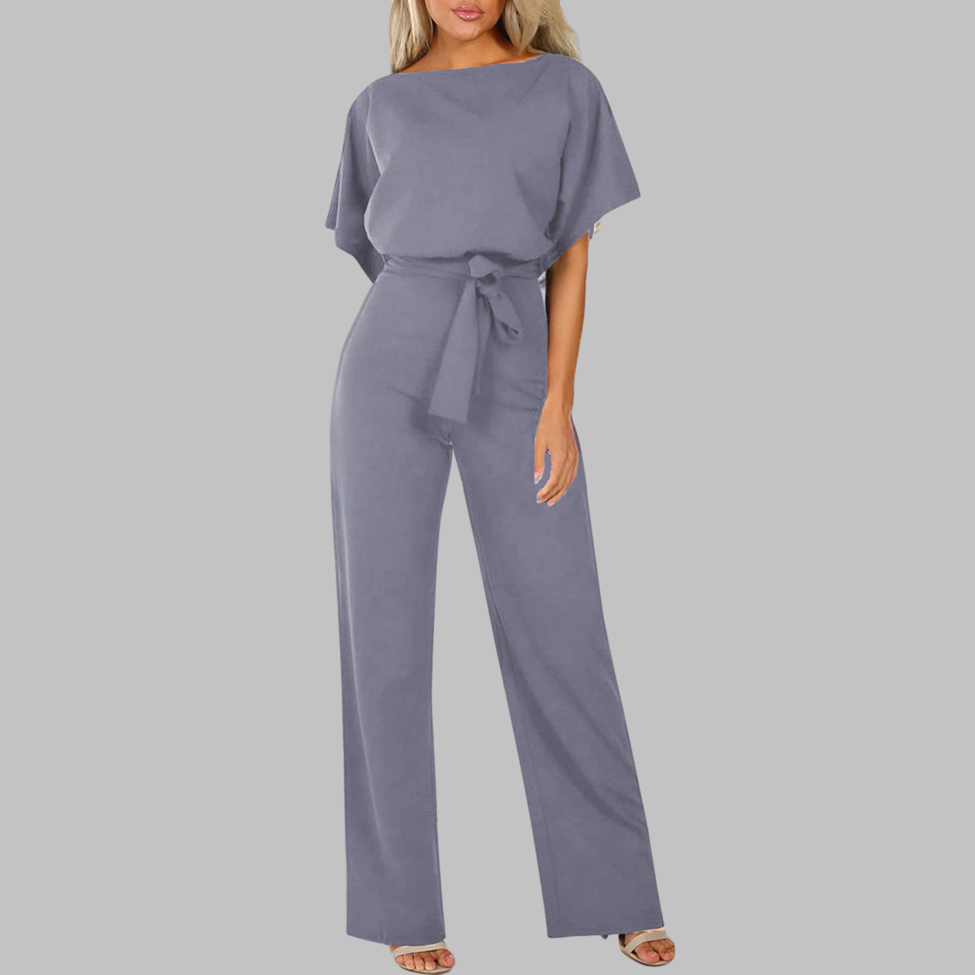 WANNON™ - Relaxed Tie-Front Batwing Sleeve Jumpsuit